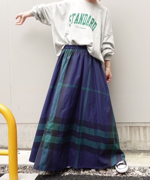 CORNERS(コーナーズ)の「チェックフレアースカート(スカート・レディース・グリーン/ネイビー/キャメル/オレンジ/イエロー・M/L)」の15枚目の写真