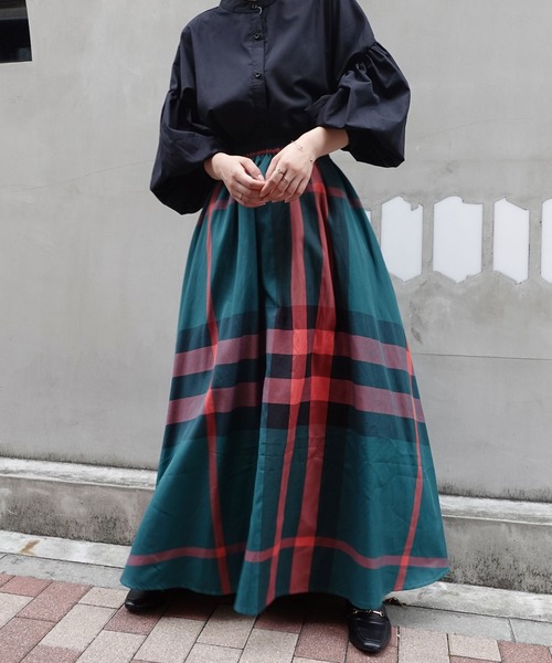 CORNERS(コーナーズ)の「チェックフレアースカート(スカート・レディース・グリーン/ネイビー/キャメル/オレンジ/イエロー・M/L)」の16枚目の写真