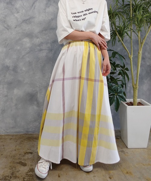 CORNERS(コーナーズ)の「チェックフレアースカート(スカート・レディース・グリーン/ネイビー/キャメル/オレンジ/イエロー・M/L)」の19枚目の写真