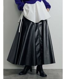 UN3D. | フェイクレザーギャザースカート(スカート)