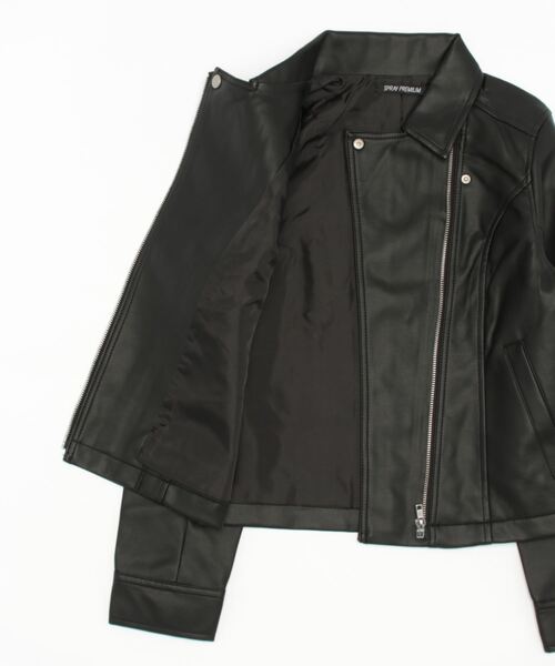 SpRay（スプレイ）の「エコレザーライダース（ライダースジャケット・レディース・ブラック/ブラウン/モカ/グレイッシュベージュ・FREE）」の12枚目の写真