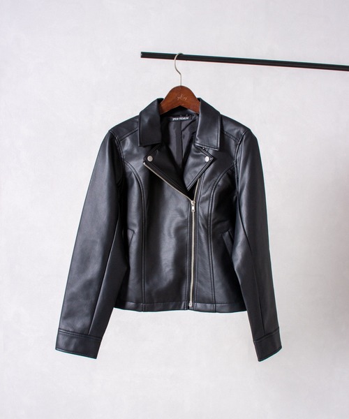 SpRay（スプレイ）の「エコレザーライダース（ライダースジャケット・レディース・ブラック/ブラウン/モカ/グレイッシュベージュ・FREE）」の10枚目の写真