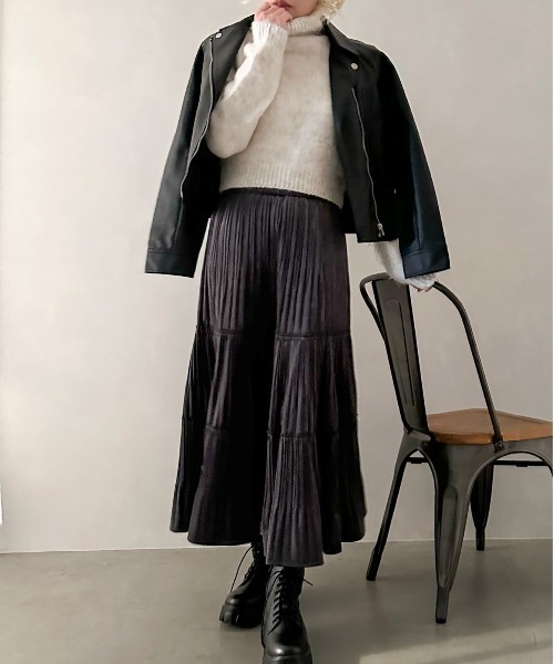 SpRay（スプレイ）の「エコレザーライダース（ライダースジャケット・レディース・ブラック/ブラウン/モカ/グレイッシュベージュ・FREE）」の8枚目の写真