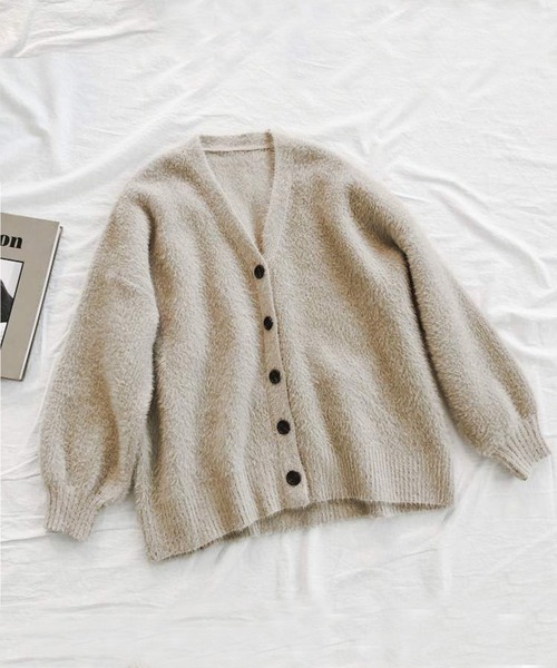 aimoha(アイモハ)の「ふわふわシャギーカーディガン (AW)(カーディガン/ボレロ・レディース・ベージュ/ブラック/ダークグレー/カーキ・FREE)」の7枚目の写真