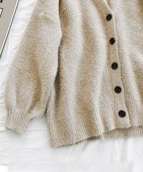 aimoha(アイモハ)の「ふわふわシャギーカーディガン (AW)(カーディガン/ボレロ・レディース・ベージュ/ブラック/ダークグレー/カーキ・FREE)」の9枚目の写真