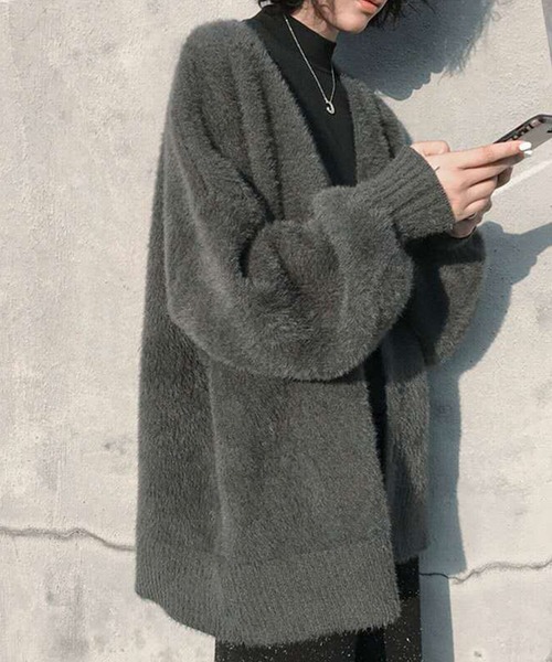 aimoha(アイモハ)の「ふわふわシャギーカーディガン (AW)(カーディガン/ボレロ・レディース・ベージュ/ブラック/ダークグレー/カーキ・FREE)」の19枚目の写真