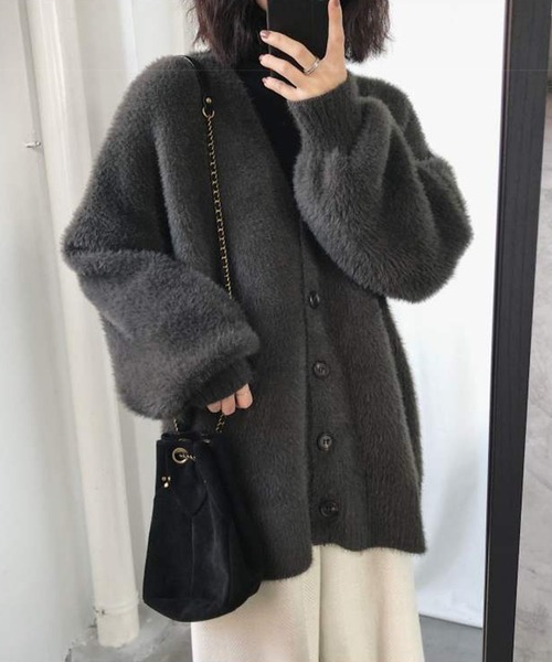 aimoha(アイモハ)の「ふわふわシャギーカーディガン (AW)(カーディガン/ボレロ・レディース・ベージュ/ブラック/ダークグレー/カーキ・FREE)」の21枚目の写真