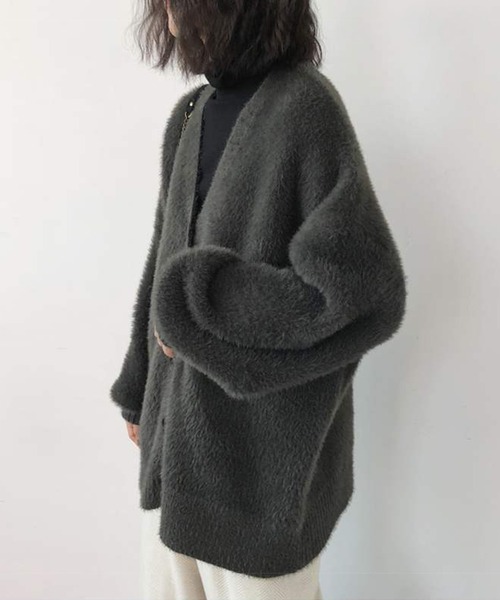 aimoha(アイモハ)の「ふわふわシャギーカーディガン (AW)(カーディガン/ボレロ・レディース・ベージュ/ブラック/ダークグレー/カーキ・FREE)」の22枚目の写真