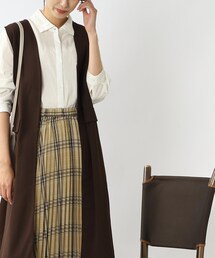 DRESKIP | 異素材切り替えロングジレ(ベスト)