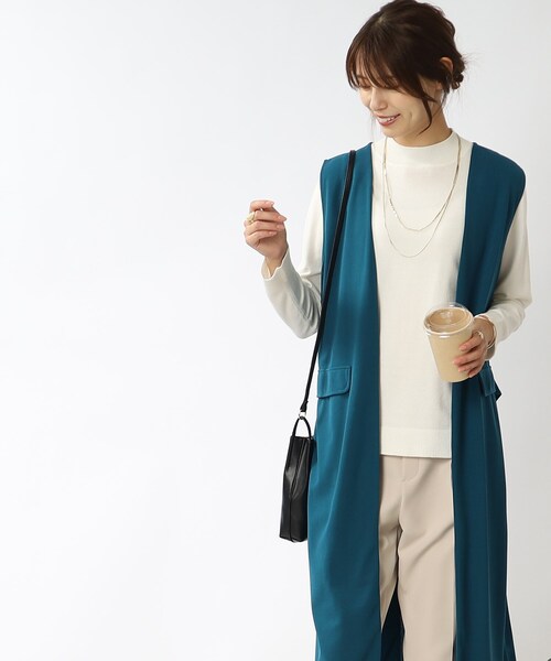DRESKIP（ドレスキップ）の「◆異素材切り替えロングジレ（ベスト・レディース・ブルー/ブラック/ダークブラウン/サンドベージュ・00）」の4枚目の写真