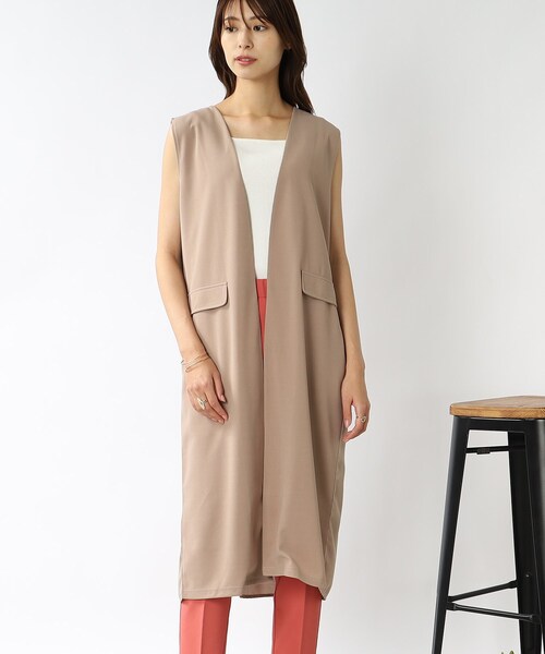 DRESKIP（ドレスキップ）の「◆異素材切り替えロングジレ（ベスト・レディース・ブルー/ブラック/ダークブラウン/サンドベージュ・00）」の5枚目の写真