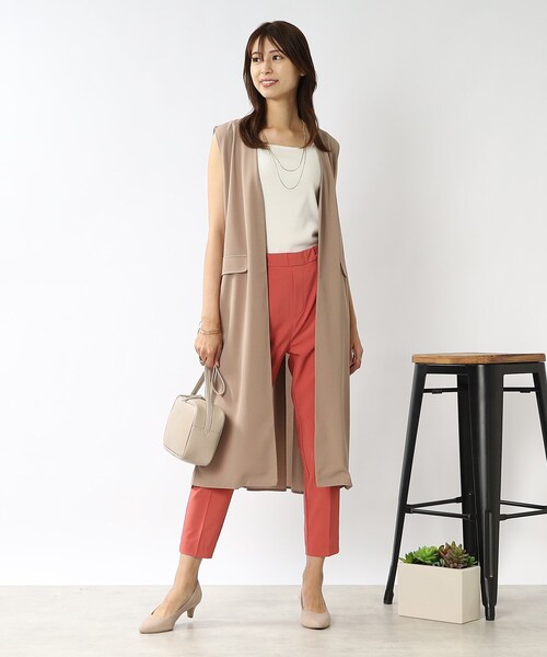 DRESKIP（ドレスキップ）の「◆異素材切り替えロングジレ（ベスト・レディース・ブルー/ブラック/ダークブラウン/サンドベージュ・00）」の9枚目の写真