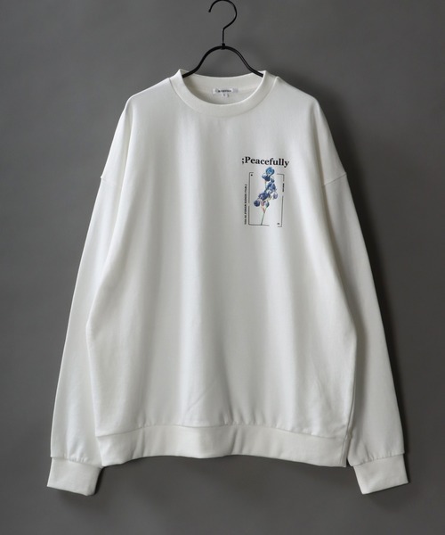 SITRY（シトリー）の「wide silhouette flower print sweat/ワイドシルエット フラワープリント スウェット/トレーナー（スウェット・メンズ・ブラック/オフホワイト・M/L）」の3枚目の写真