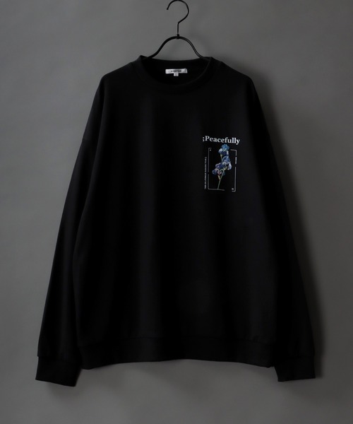 SITRY（シトリー）の「wide silhouette flower print sweat/ワイドシルエット フラワープリント スウェット/トレーナー（スウェット・メンズ・ブラック/オフホワイト・M/L）」の10枚目の写真