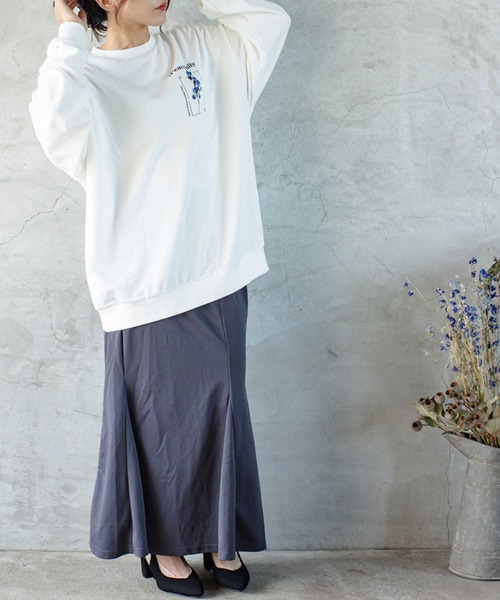 SITRY（シトリー）の「wide silhouette flower print sweat/ワイドシルエット フラワープリント スウェット/トレーナー（スウェット・メンズ・ブラック/オフホワイト・M/L）」の12枚目の写真