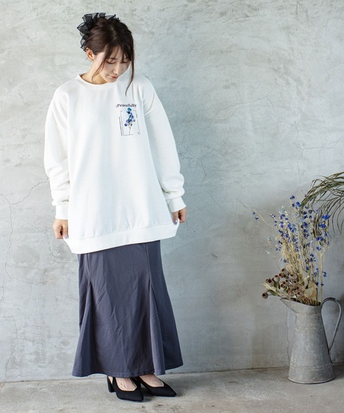 SITRY（シトリー）の「wide silhouette flower print sweat/ワイドシルエット フラワープリント スウェット/トレーナー（スウェット・メンズ・ブラック/オフホワイト・M/L）」の13枚目の写真