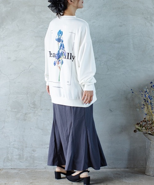 SITRY（シトリー）の「wide silhouette flower print sweat/ワイドシルエット フラワープリント スウェット/トレーナー（スウェット・メンズ・ブラック/オフホワイト・M/L）」の15枚目の写真