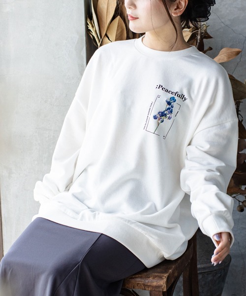 SITRY（シトリー）の「wide silhouette flower print sweat/ワイドシルエット フラワープリント スウェット/トレーナー（スウェット・メンズ・ブラック/オフホワイト・M/L）」の18枚目の写真
