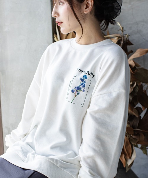 SITRY（シトリー）の「wide silhouette flower print sweat/ワイドシルエット フラワープリント スウェット/トレーナー（スウェット・メンズ・ブラック/オフホワイト・M/L）」の19枚目の写真