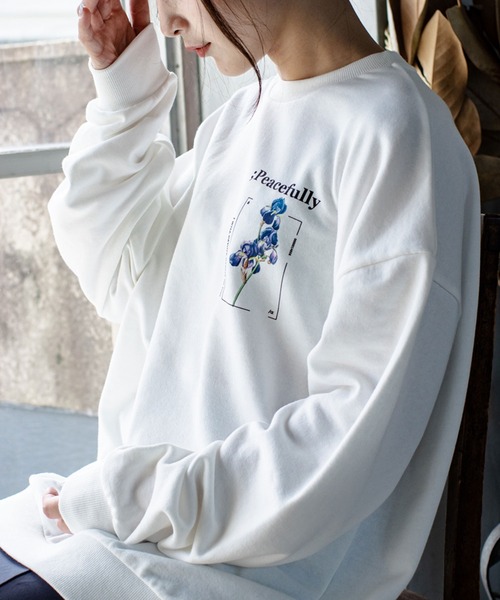 SITRY（シトリー）の「wide silhouette flower print sweat/ワイドシルエット フラワープリント スウェット/トレーナー（スウェット・メンズ・ブラック/オフホワイト・M/L）」の20枚目の写真