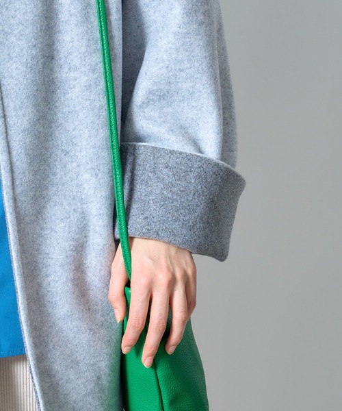 MAISON BREEZE（メゾンブリーズ）の「【MAISON BREEZE】ニットメルトンミドルコート（ノーカラージャケット・レディース・アイボリー/ブラック/グレー・FREE）」の22枚目の写真