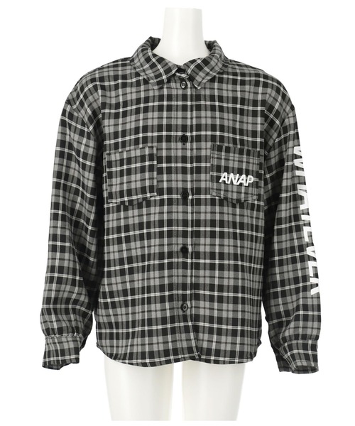 ANAP kids(アナップキッズ)の「チェックシャツ(シャツ/ブラウス・キッズ・ブラック/グレイッシュベージュ・120cm/110cm/130cm)」の10枚目の写真