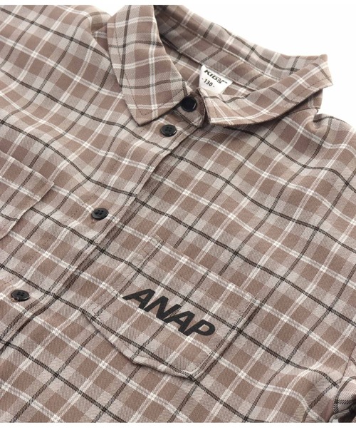 ANAP kids(アナップキッズ)の「チェックシャツ(シャツ/ブラウス・キッズ・ブラック/グレイッシュベージュ・120cm/110cm/130cm)」の13枚目の写真