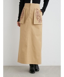 embroideryフラップタイトスカート