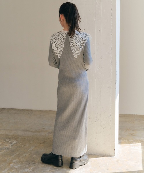 titivate（ティティベイト）の「つけ襟付Iラインニットワンピース