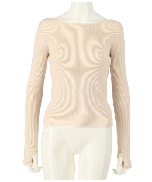 ANAP（アナップ）の「バックオープンサムホールリブニットトップス（ニット/セーター・レディース・ブラック/アイボリー/ブラウン/オレンジ/ダークブラウン/オフホワイト・FREE）」の14枚目の写真