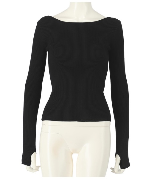 ANAP（アナップ）の「バックオープンサムホールリブニットトップス（ニット/セーター・レディース・ブラック/アイボリー/ブラウン/オレンジ/ダークブラウン/オフホワイト・FREE）」の16枚目の写真