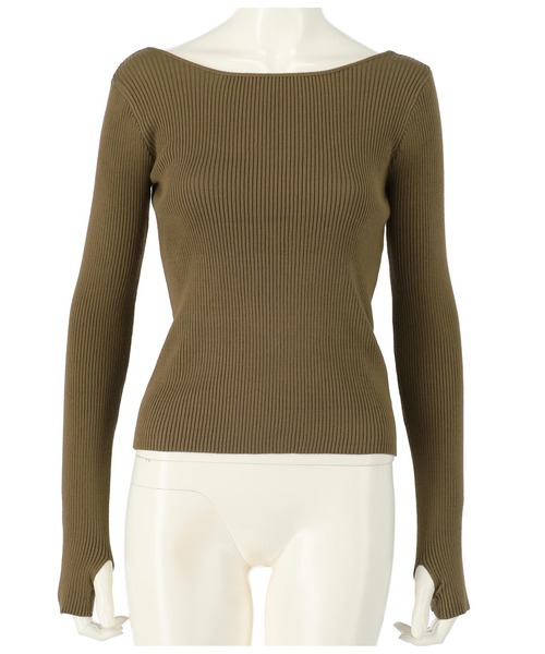 ANAP（アナップ）の「バックオープンサムホールリブニットトップス（ニット/セーター・レディース・ブラック/アイボリー/ブラウン/オレンジ/ダークブラウン/オフホワイト・FREE）」の9枚目の写真