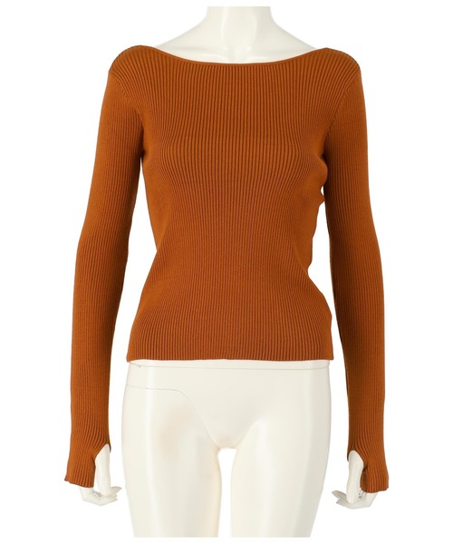 ANAP（アナップ）の「バックオープンサムホールリブニットトップス（ニット/セーター・レディース・ブラック/アイボリー/ブラウン/オレンジ/ダークブラウン/オフホワイト・FREE）」の8枚目の写真