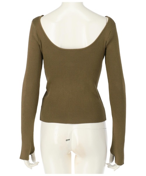 ANAP（アナップ）の「バックオープンサムホールリブニットトップス（ニット/セーター・レディース・ブラック/アイボリー/ブラウン/オレンジ/ダークブラウン/オフホワイト・FREE）」の13枚目の写真