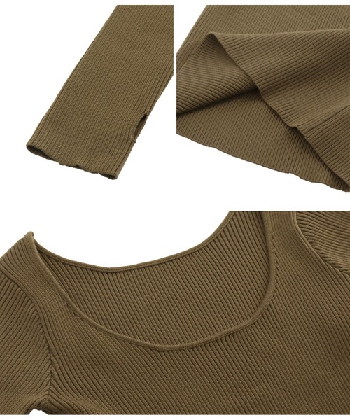 ANAP（アナップ）の「バックオープンサムホールリブニットトップス（ニット/セーター・レディース・ブラック/アイボリー/ブラウン/オレンジ/ダークブラウン/オフホワイト・FREE）」の18枚目の写真