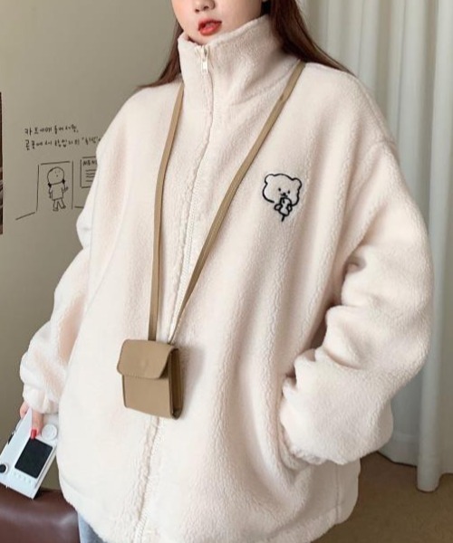ハイネックテディベアボアジャケット（ブルゾン）｜Vipoa（ヴィポア