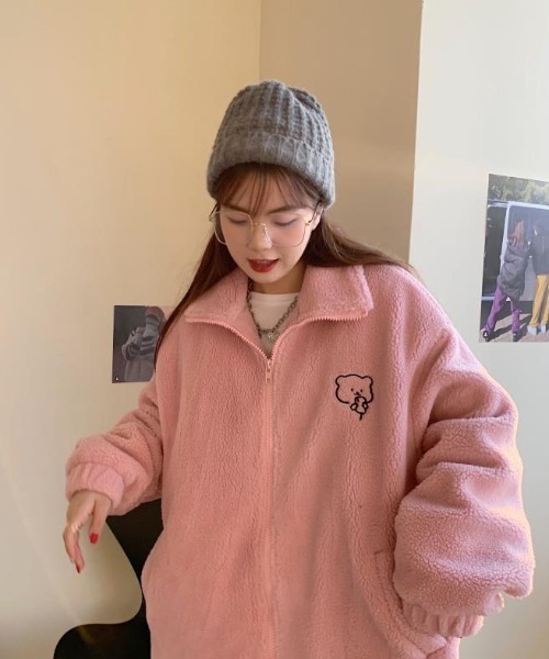 ハイネックテディベアボアジャケット（ブルゾン）｜Vipoa（ヴィポア