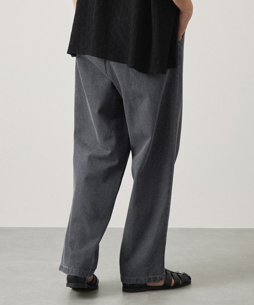 タックワイドストレートスラックスデニムパンツ EMMA CLOTHES（デニム
