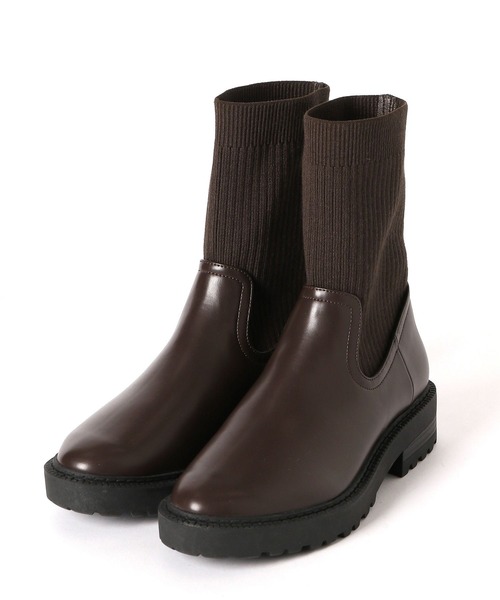 LOWRYS FARM（ローリーズファーム）の「ソックスブーツ　174982（ブーツ・レディース・ブラック/ブラウン・MEDIUM/LARGE）」の3枚目の写真