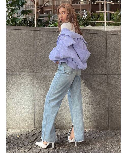 新品未使用✳︎GYDA✳︎J/WダメージデニムSPT XS GYDA ハイウエストバッククロスダメージスキニーデニムパンツ 再