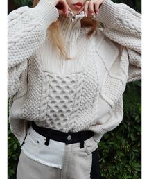 EVRIS | ハーフジップケーブルライトニットトップス(ニット/セーター)