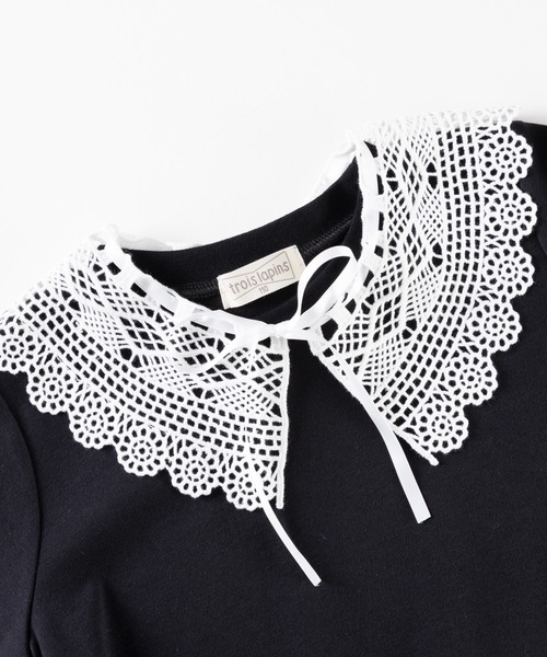 trois lapins kp（トロワラパンケーピー）の「スムース 襟付きワンピース(140～160)（ワンピース・キッズ・ブラック・140cm/160cm/150cm）」の7枚目の写真