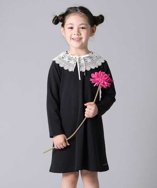 trois lapins kp（トロワラパンケーピー）の「スムース 襟付きワンピース(140～160)（ワンピース・キッズ・ブラック・140cm/160cm/150cm）」の2枚目の写真