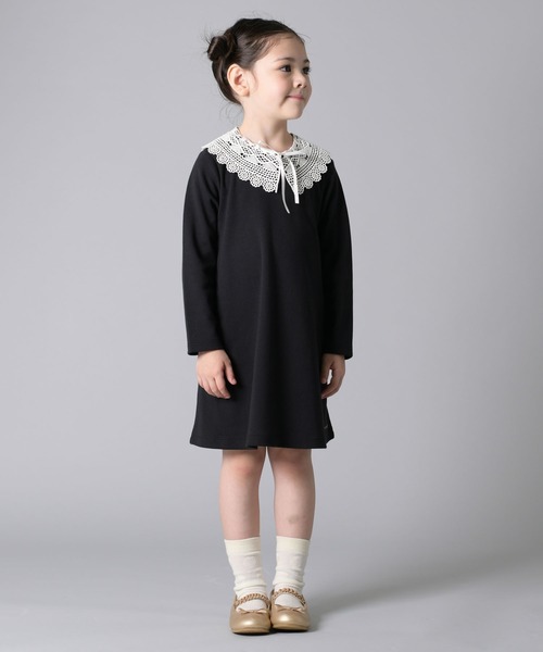 trois lapins kp（トロワラパンケーピー）の「スムース 襟付きワンピース(140～160)（ワンピース・キッズ・ブラック・140cm/160cm/150cm）」の3枚目の写真