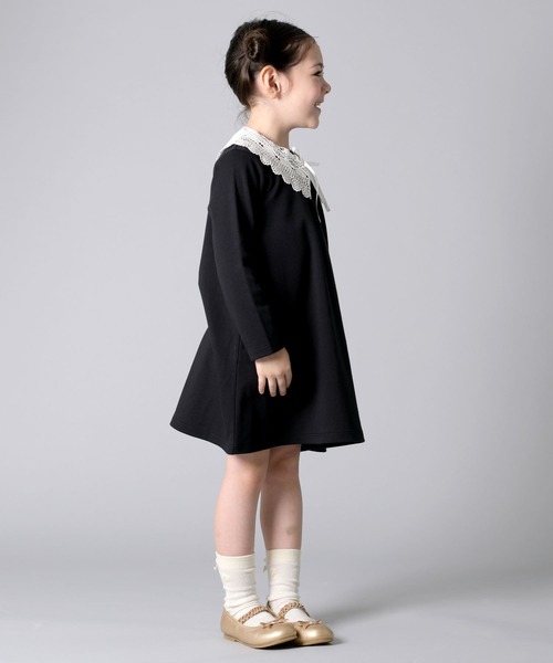 trois lapins kp（トロワラパンケーピー）の「スムース 襟付きワンピース(140～160)（ワンピース・キッズ・ブラック・140cm/160cm/150cm）」の4枚目の写真