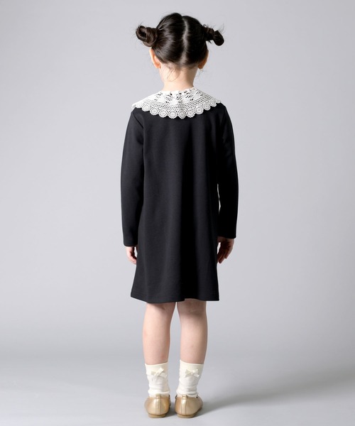 trois lapins kp（トロワラパンケーピー）の「スムース 襟付きワンピース(140～160)（ワンピース・キッズ・ブラック・140cm/160cm/150cm）」の5枚目の写真