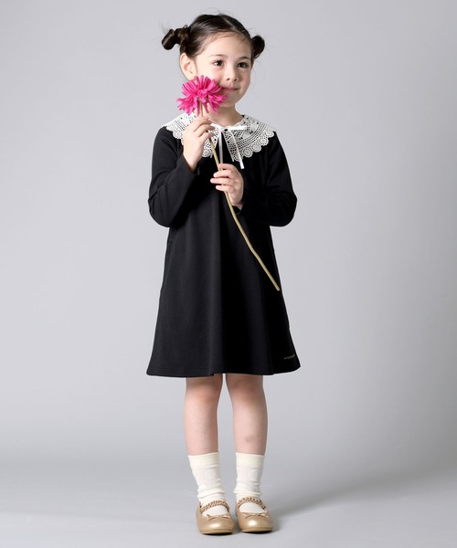trois lapins kp（トロワラパンケーピー）の「スムース 襟付きワンピース(140～160)（ワンピース・キッズ・ブラック・140cm/160cm/150cm）」の6枚目の写真