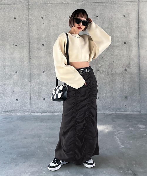 PAGEBOY（ページボーイ）の「WEB限定アイテム / シャーリングスカート（スカート・レディース・ブラック/カーキ/ネイビー/グレー系その他・FREE）」の8枚目の写真