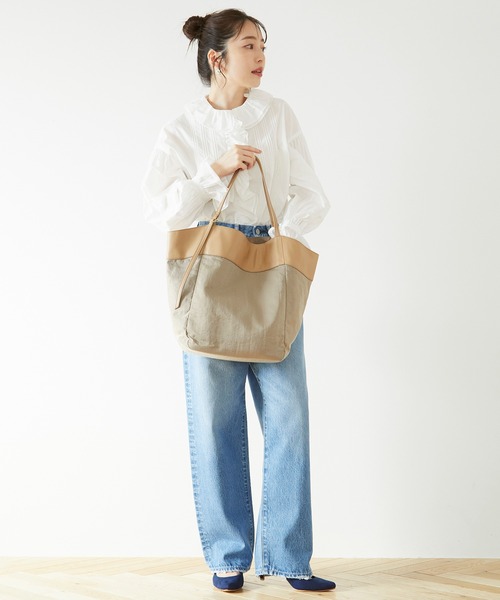 TREASURE TOPKAPI（トレジャートプカピ）の「【TREASURE TOPKAPI】 ナイロンスリムハンドル ソフト トートバッグ（トートバッグ・レディース・グレイッシュベージュ/オリーブ/ブラック・FREE）」の21枚目の写真