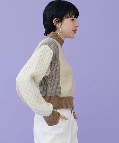 INella（イネラ）の「【INella/イネラ】カラーブロックニット（ニット/セーター・レディース・アイボリー/ピンク・FREE）」の6枚目の写真